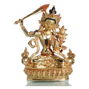 Manjushri 14,5 cm fully gold-plated Buddha Statue
