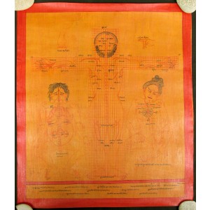 Tibetan Medicine Yoga Thangka smoked no. 13 -  39 x 47cm